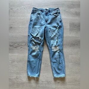 Hollister Light Blue High Rise Ripped Jeans